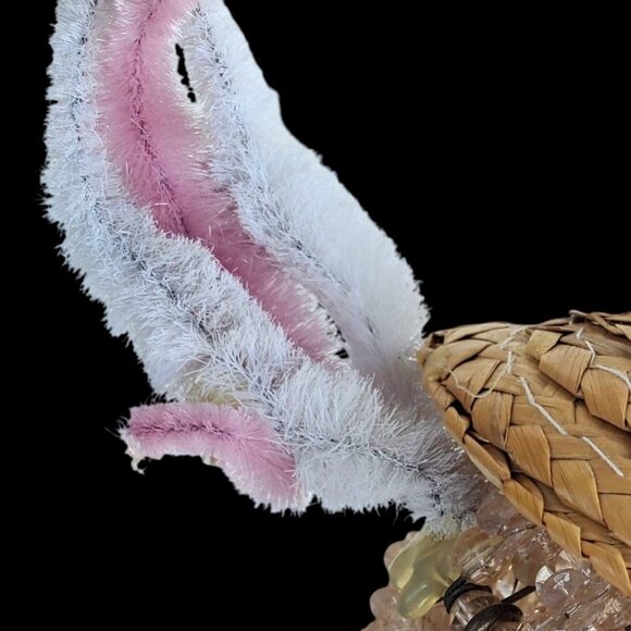 Beaded Safety Pin Art Kitsch Rabbit Bunny Folk Art Beads on Wires Handmade 7" - Picture 6 of 9